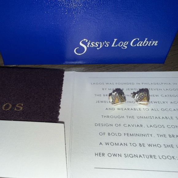 LAGOS Two-Tone Pyramid Stud Earrings - Picture 2 of 3